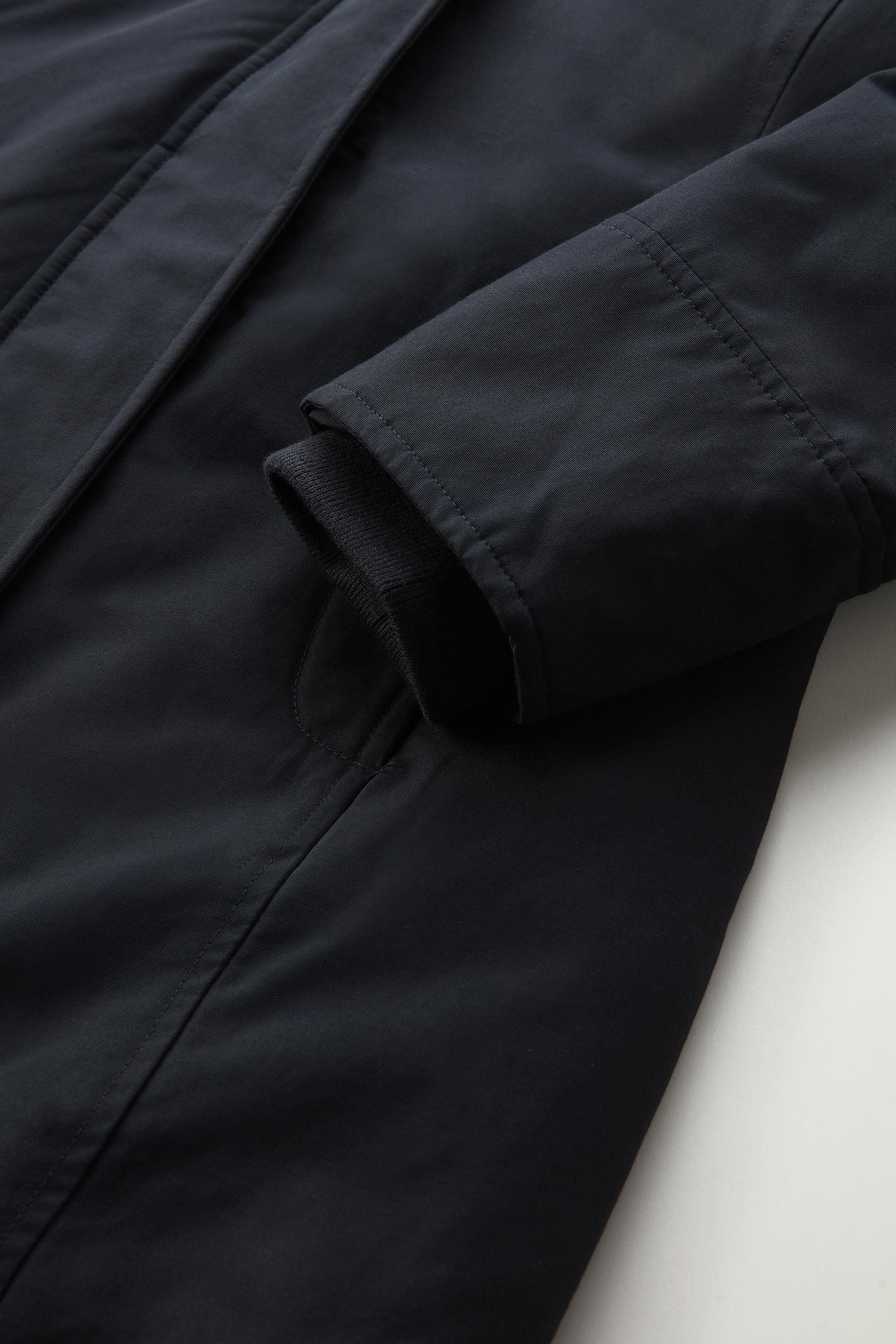 Boulder Parka in Ramar Cloth with Hood and Detachable Faux Fur Trim Blue photo 9 | Woolrich