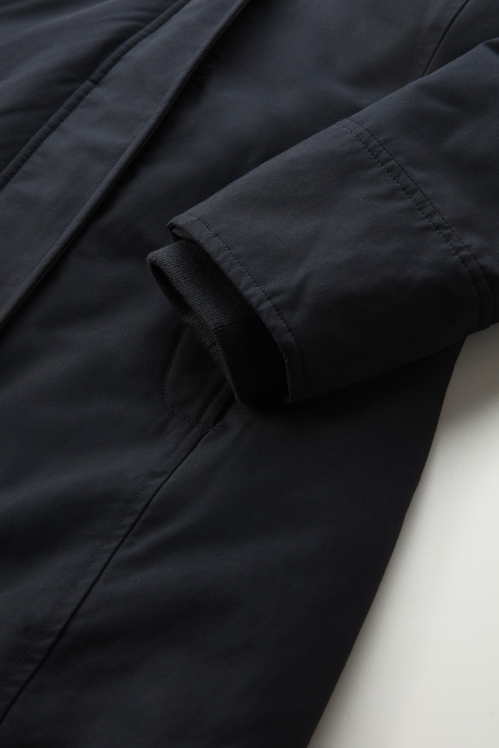 Boulder Parka in Ramar Cloth with Hood and Detachable Faux Fur Trim Blue photo 9 | Woolrich
