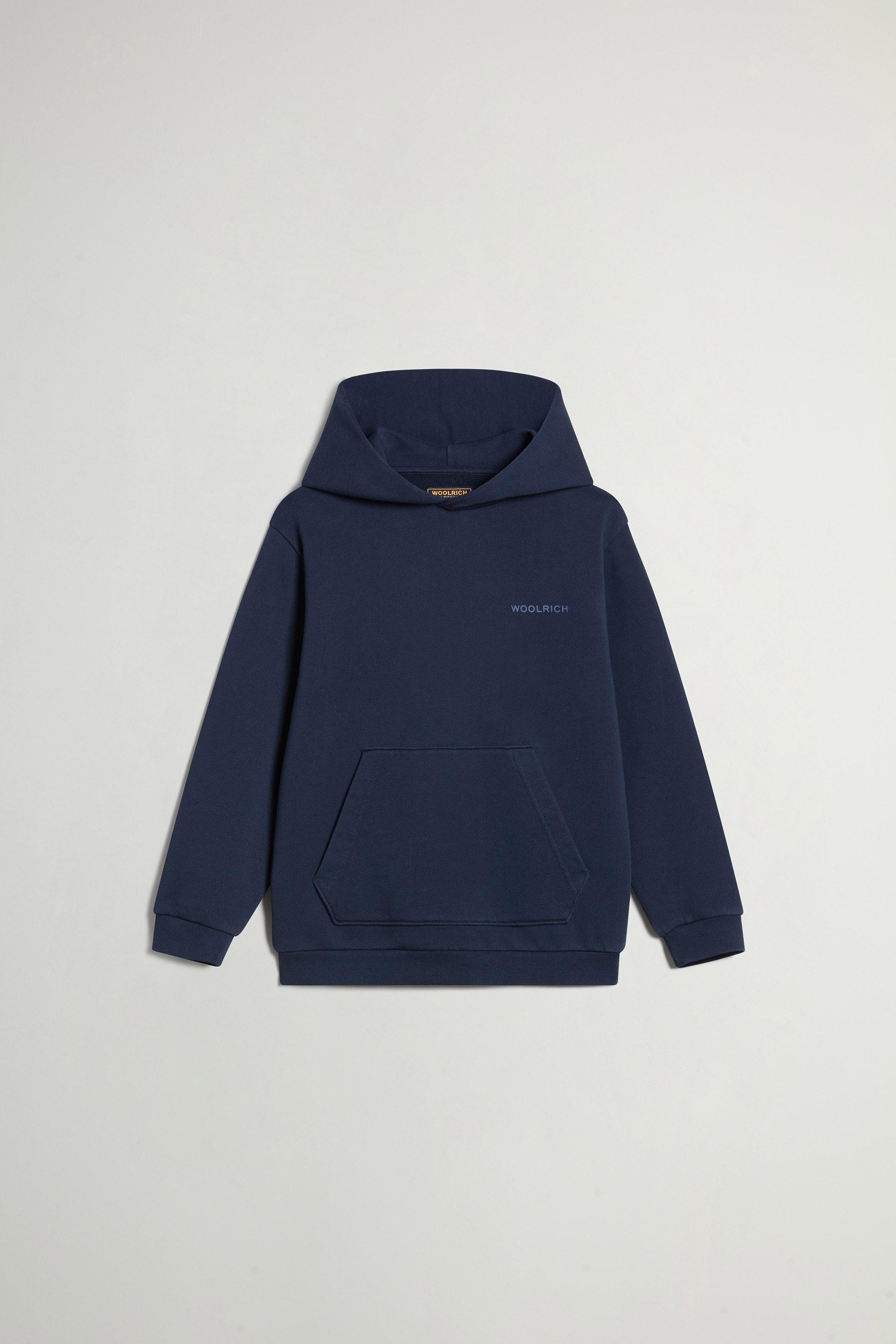 Boys' Pure Cotton Hoodie with Logo Blue photo 1 | Woolrich