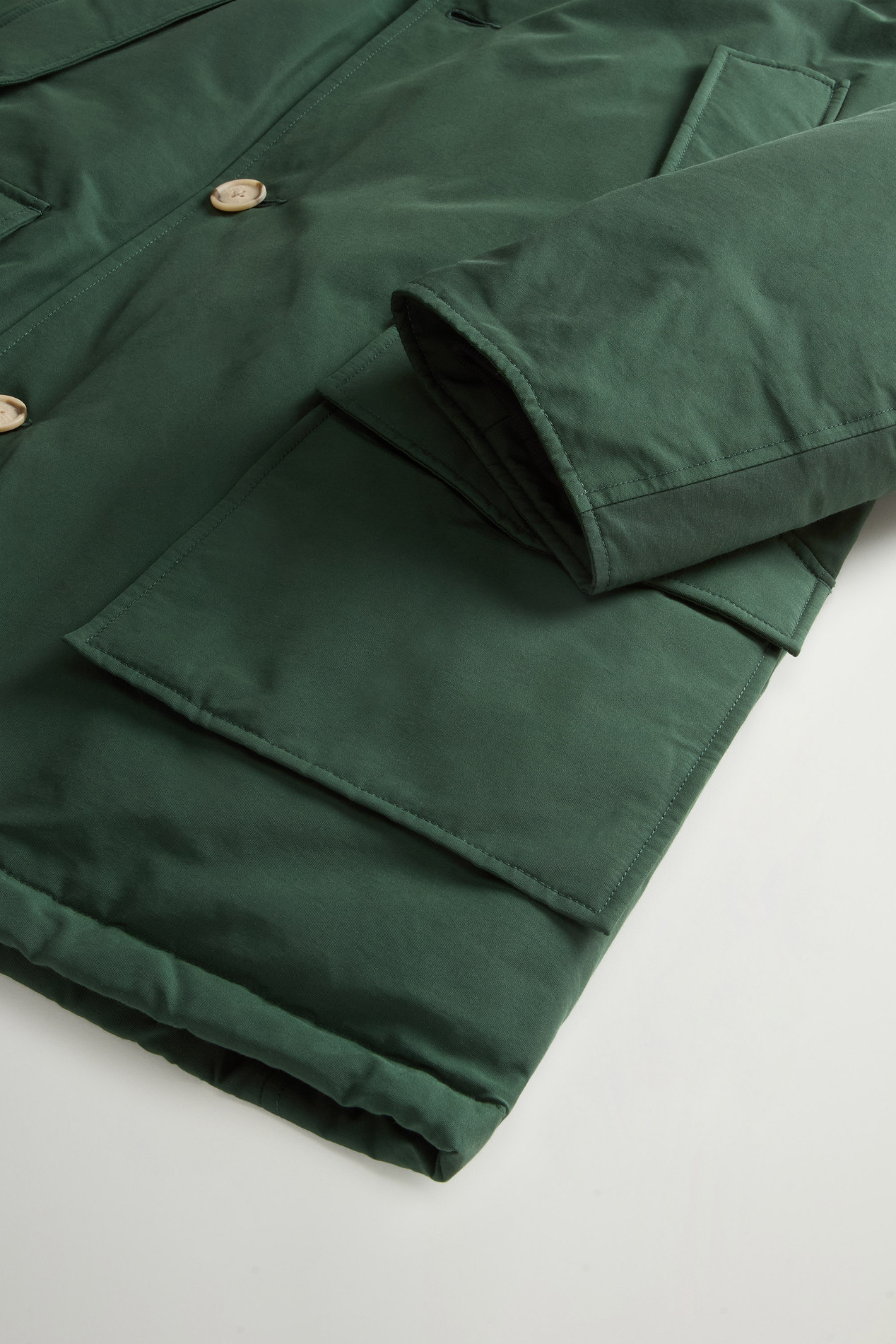 Arctic Parka in Ramar Cloth with Detachable Fur Trim Green photo 7 | Woolrich