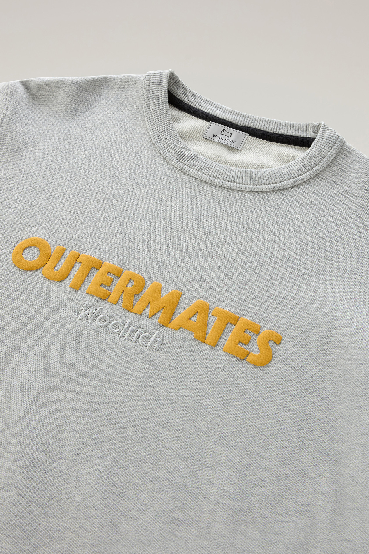 Pure Cotton Crewneck Sweatshirt with Embossed Print Gray photo 2 | Woolrich