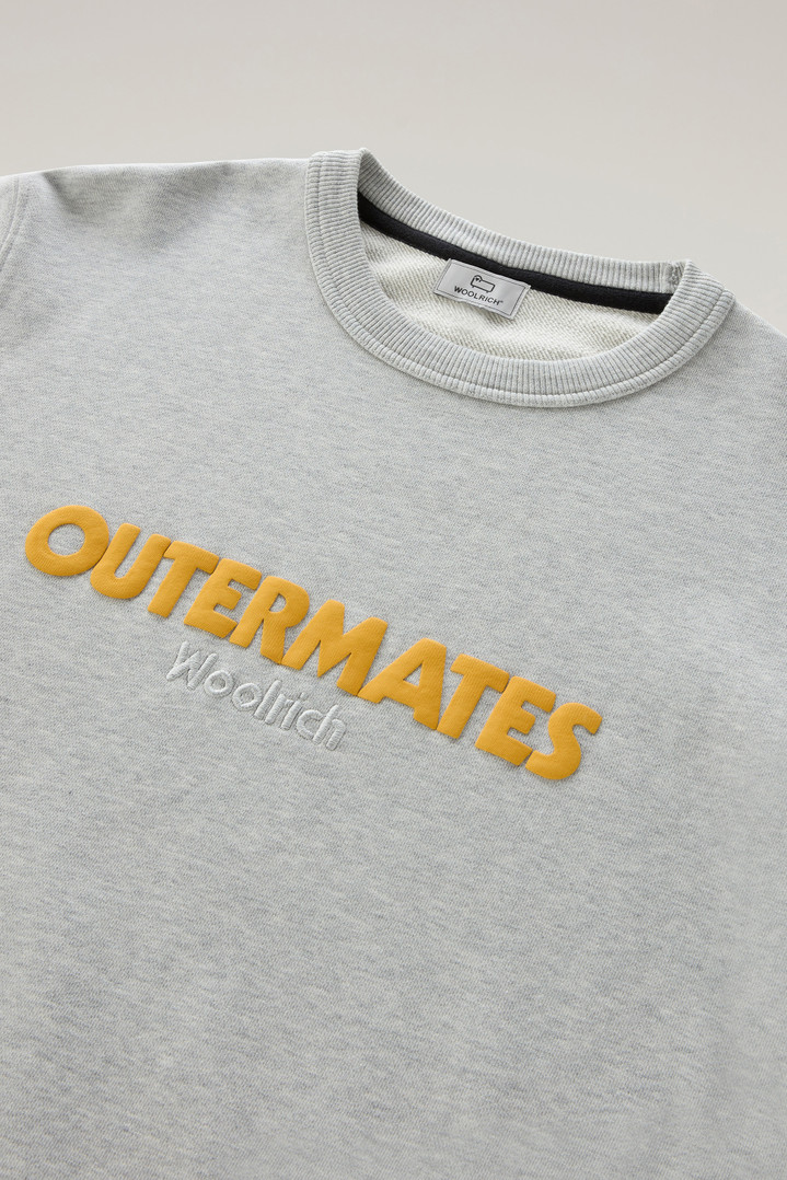 Pure Cotton Crewneck Sweatshirt with Embossed Print Gray photo 2 | Woolrich
