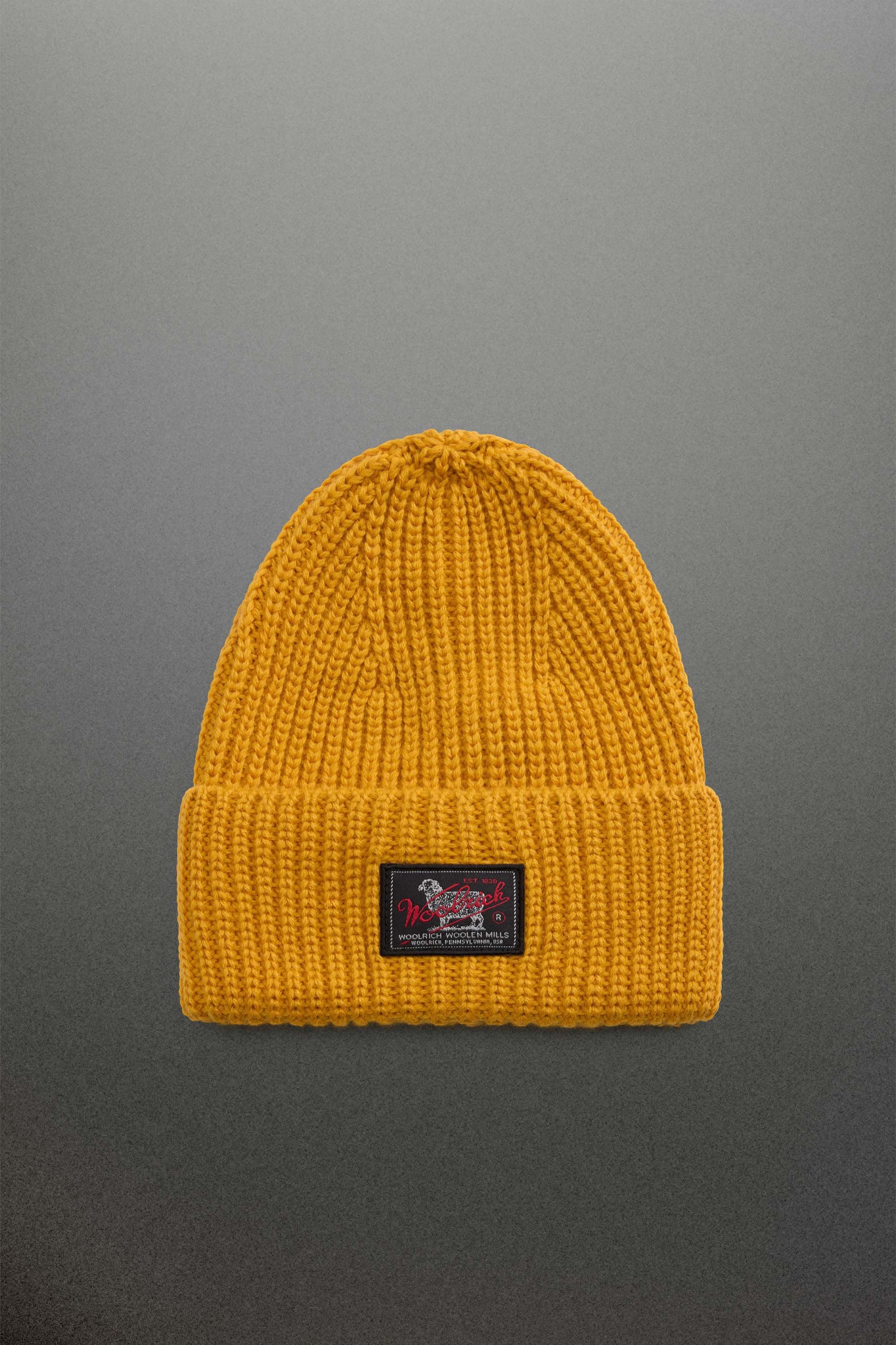 Ribbed Wool-Blend Beanie with Patch Yellow photo 1 | Woolrich
