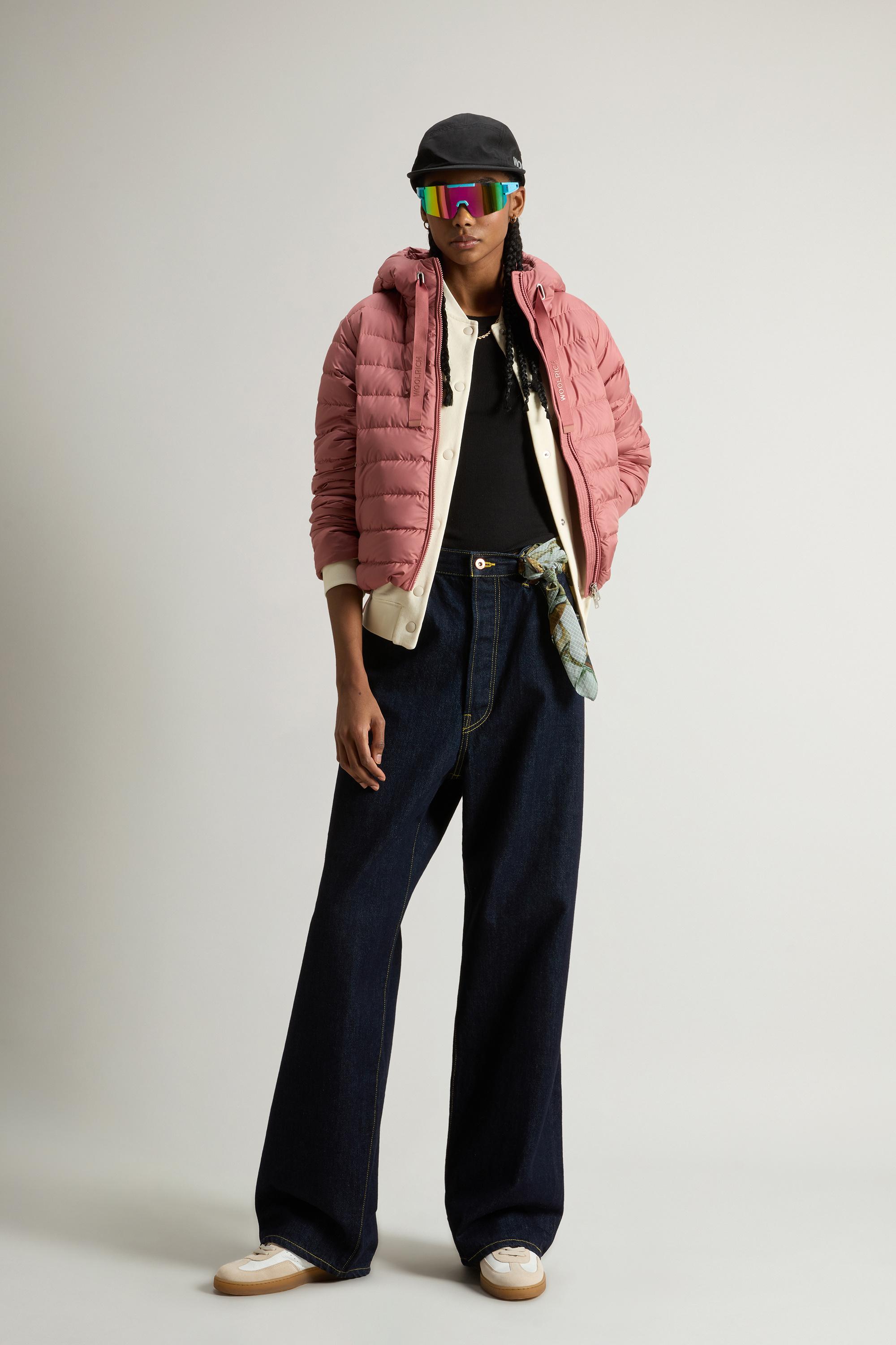 Lightweight Hooded Down Jacket in Microfiber Pink photo 1 | Woolrich