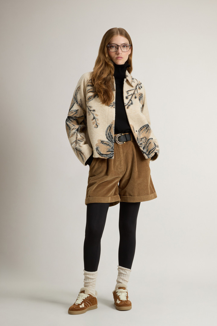Overshirt in Italian Wool-Blend with Floral Pattern Beige photo 2 | Woolrich