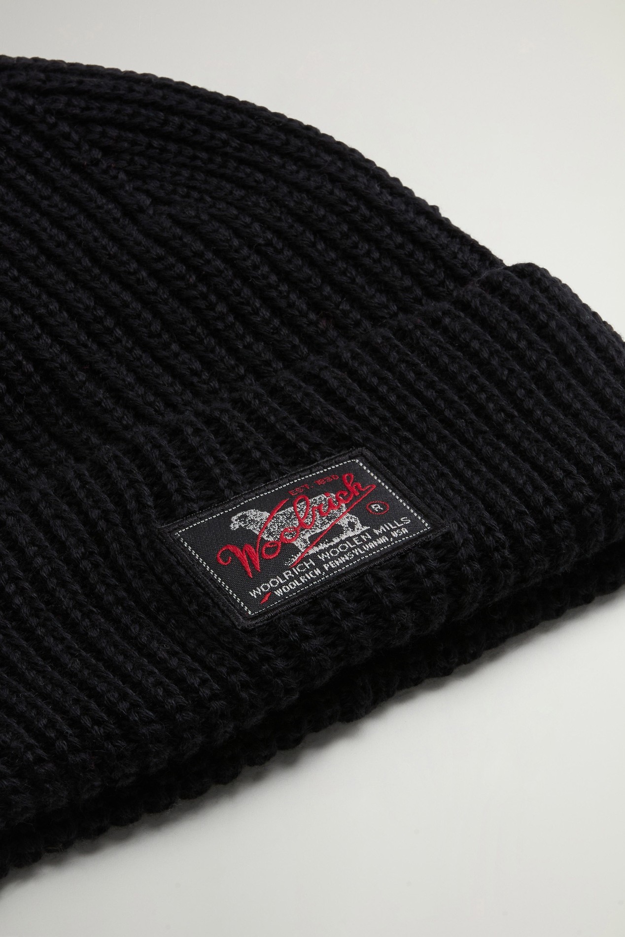 Ribbed Wool-Blend Beanie with Patch Black photo 3 | Woolrich