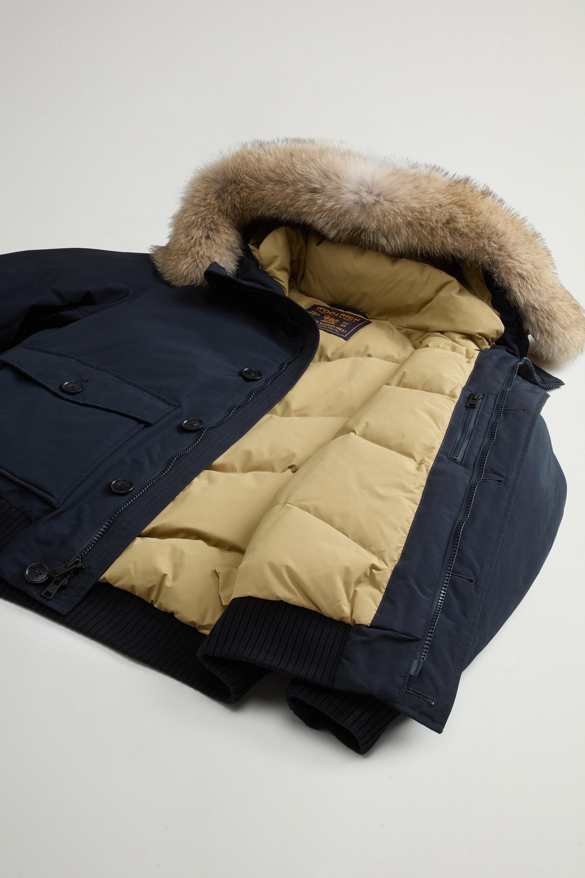 Padded Polar bomber jacket in Ramar Cloth with hood Blue photo 5 | Woolrich