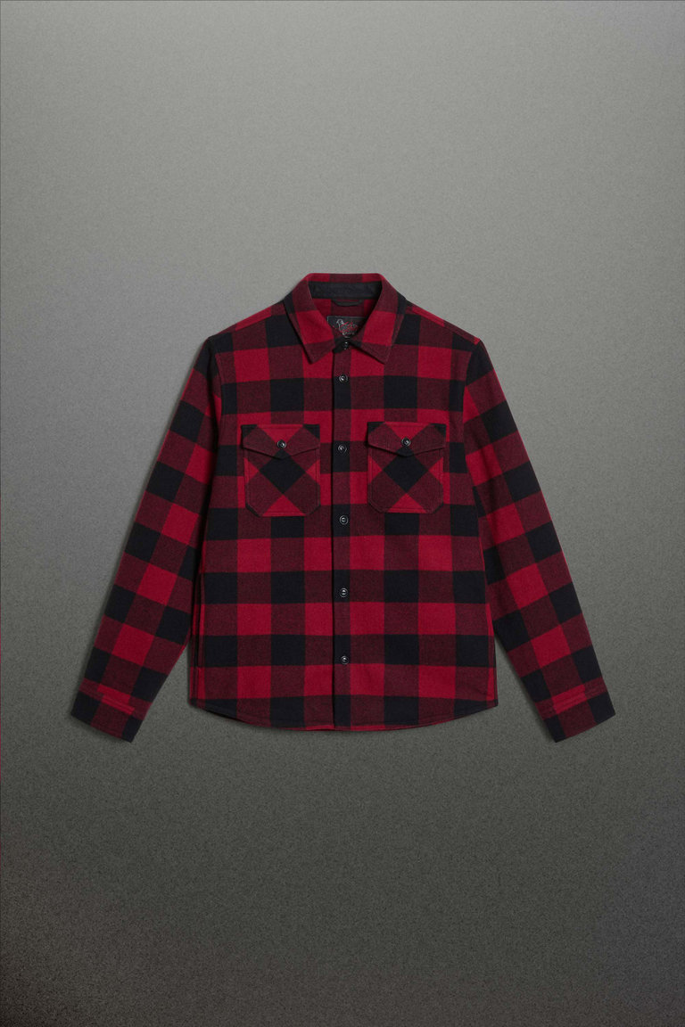 Geruit Ranger-overhemdjack van gerecyclede Italiaanse wolmix Rood photo 1 | Woolrich