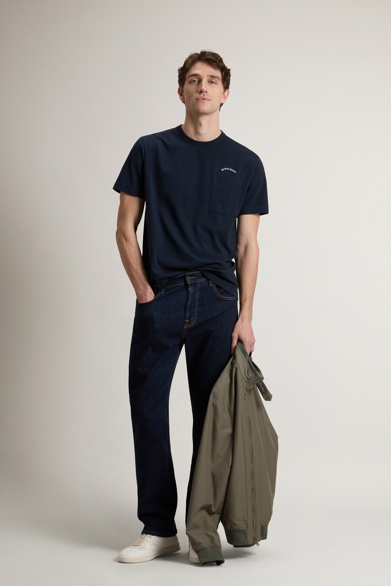 COTTON LOGO POCKET T-SHIRT Blue photo 2 | Woolrich