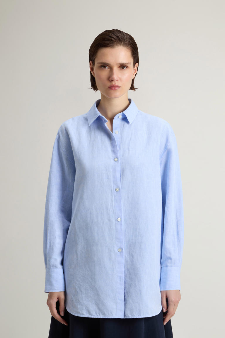 Hemd aus einer Baumwoll-Leinen-Mischung im Boyfriend-Stil Blau photo 1 | Woolrich