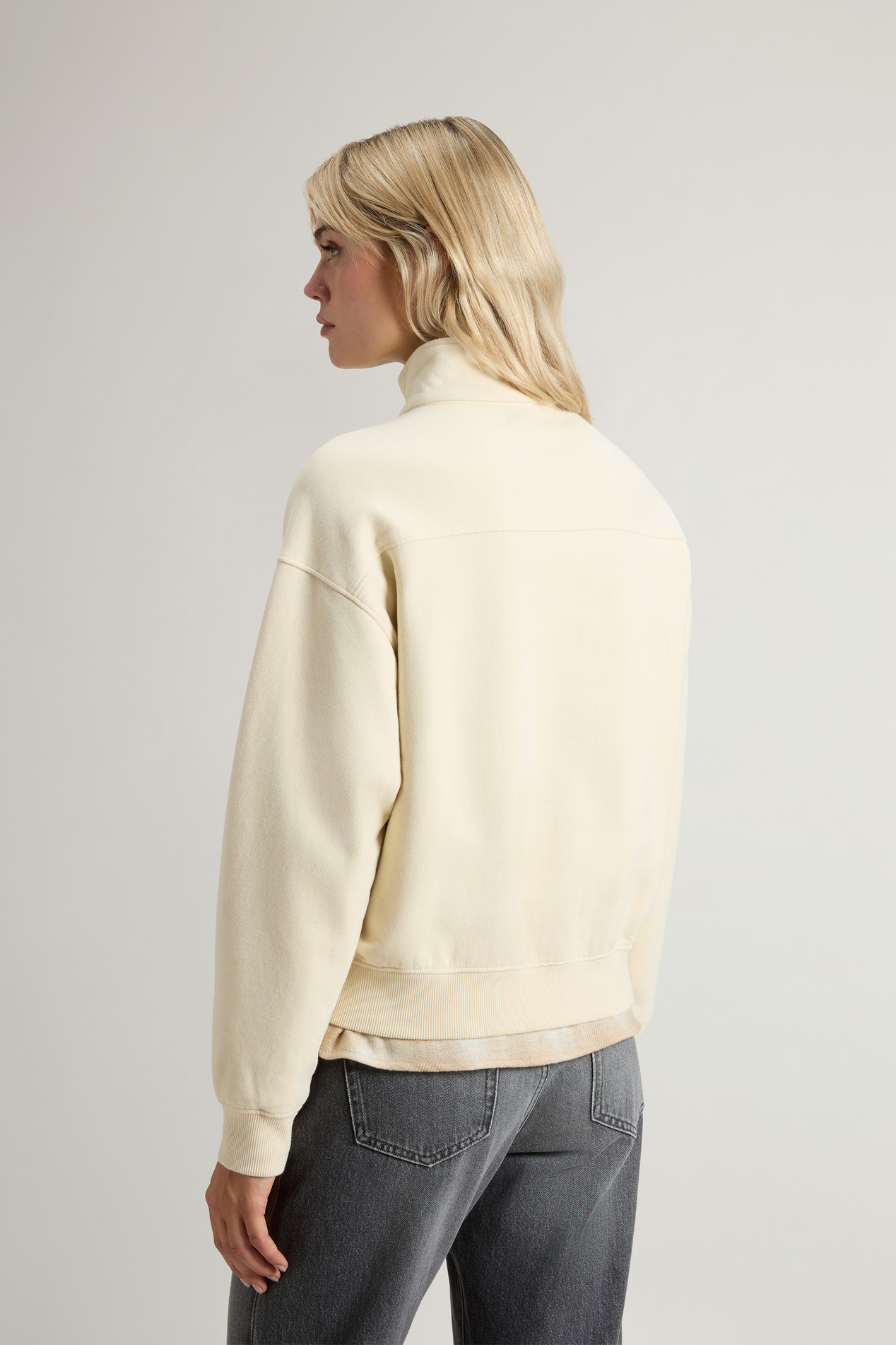 High Neck Sweatshirt in Pure Cotton White photo 3 | Woolrich