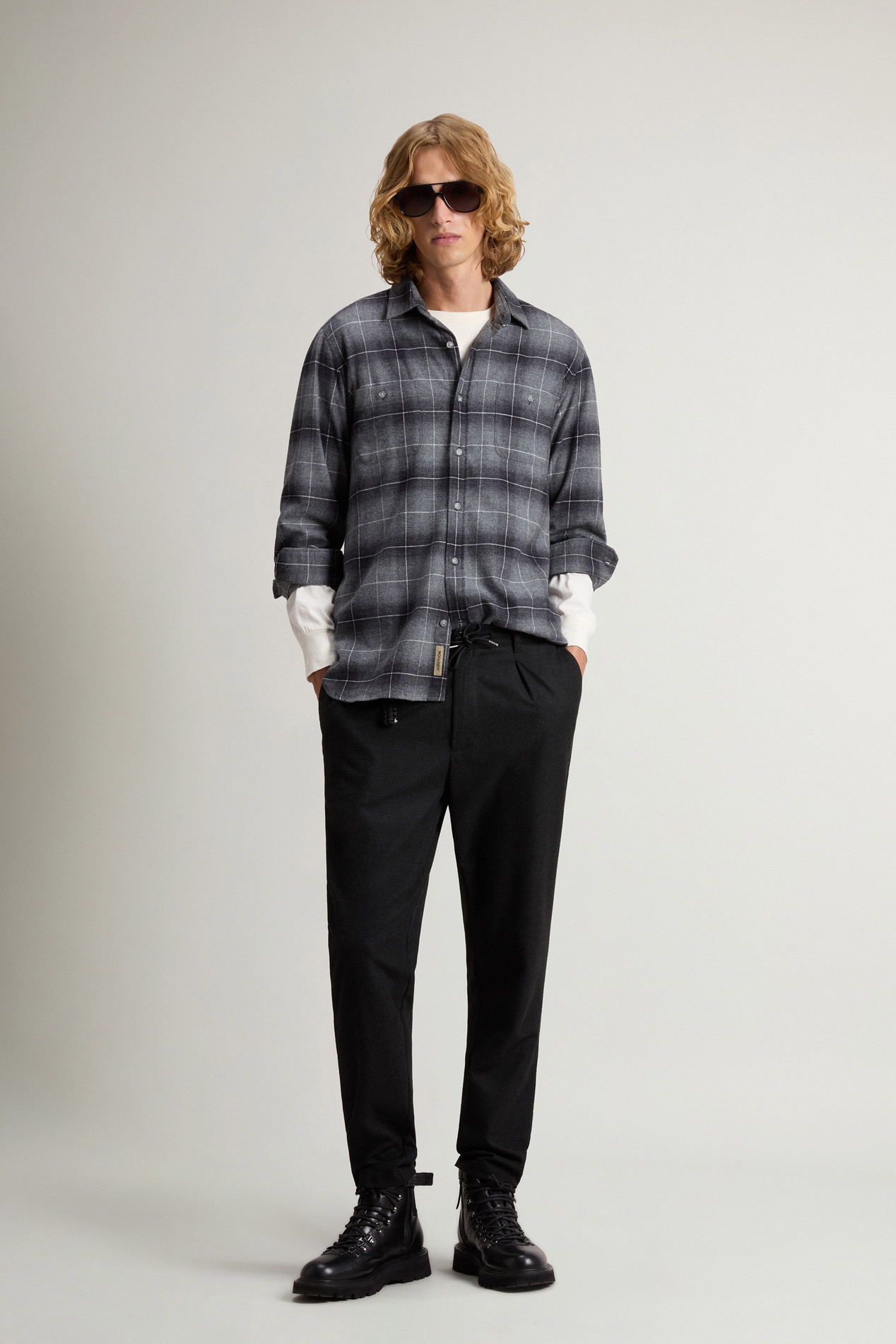 Pure Cotton Flannel Checked Shirt Gray photo 2 | Woolrich
