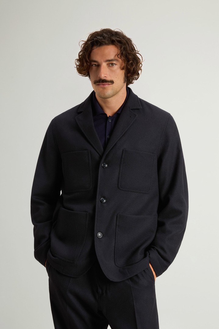 Checked Blazer in Recycled Italian Wool-Blend Flannel Blue photo 1 | Woolrich
