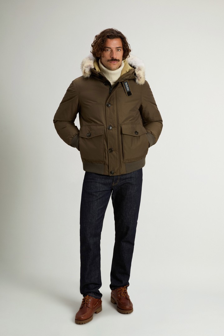 Padded Polar bomber jacket in Ramar Cloth with hood Green photo 2 | Woolrich