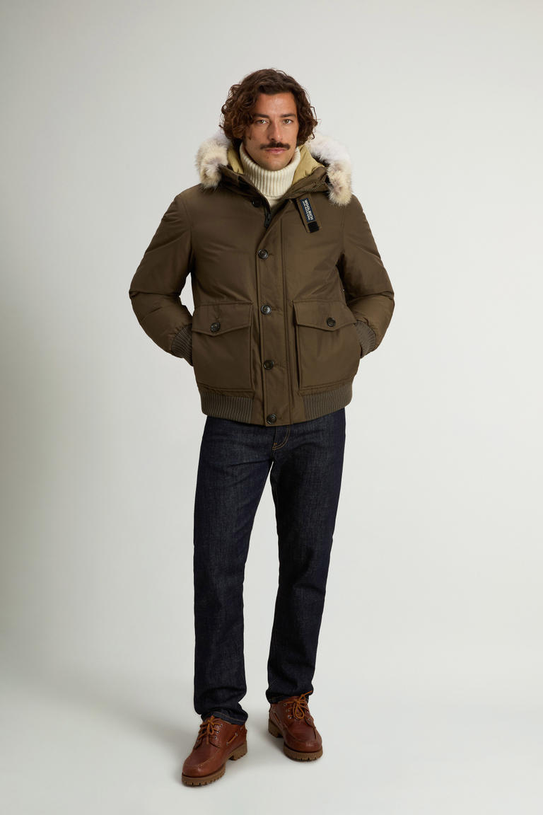 Padded Polar bomber jacket in Ramar Cloth with hood Green photo 1 | Woolrich