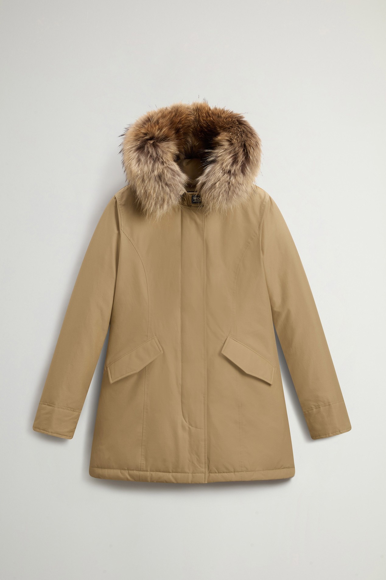 Arctic Parka in Ramar Cloth with Detachable Fur Trim Beige photo 5 | Woolrich