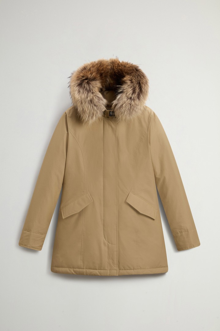 Arctic Parka in Ramar Cloth with Detachable Fur Trim Beige photo 5 | Woolrich