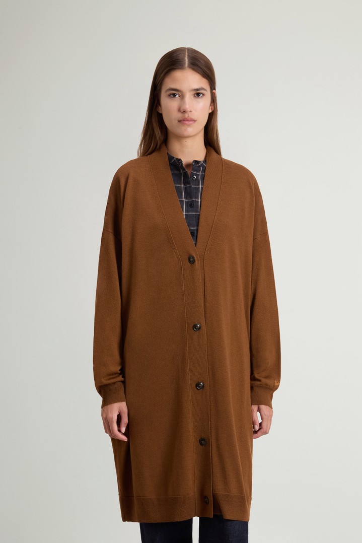 Long Cardigan in Pure Merino Virgin Wool Brown photo 1 | Woolrich