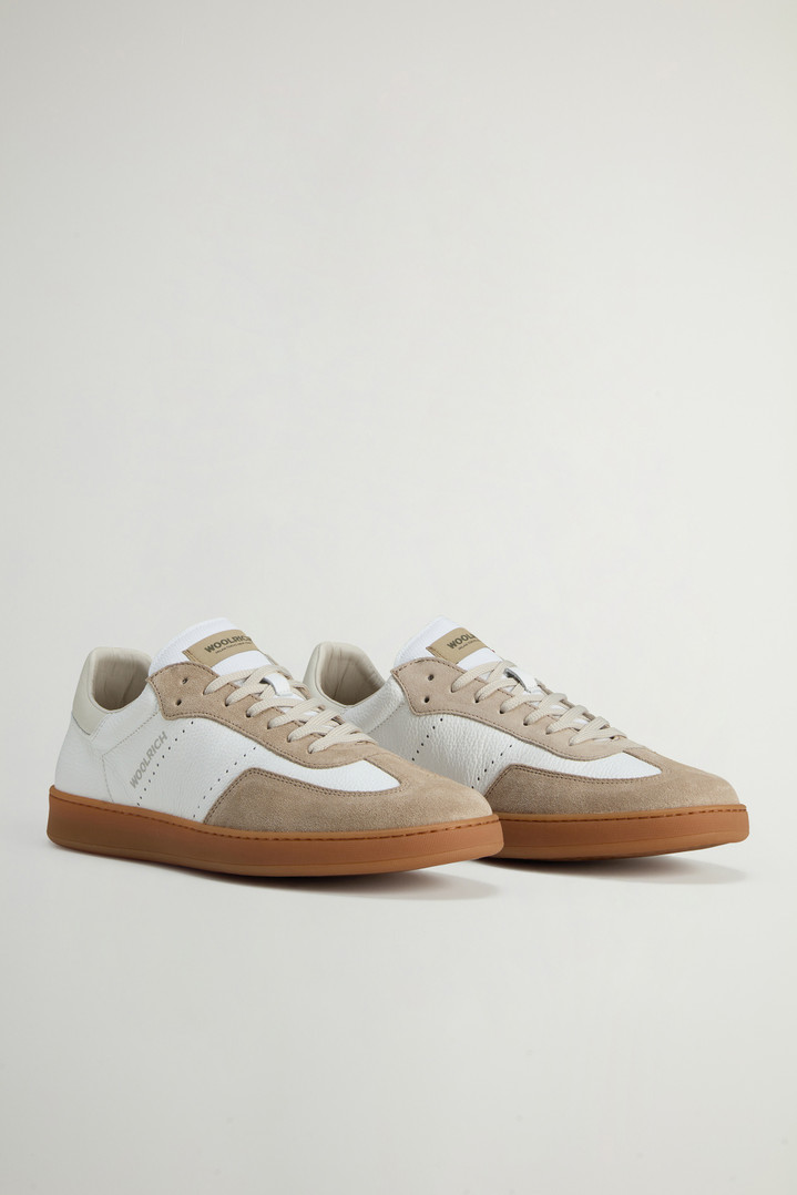 Swing Court Tumbled Leather Sneakers with Suede Details White photo 2 | Woolrich