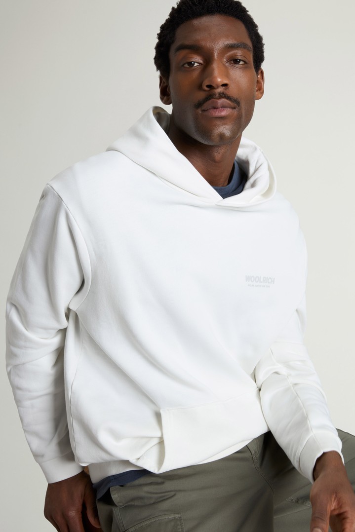 Hoodie in Pure Cotton with Macro Logo on the Back White photo 4 | Woolrich