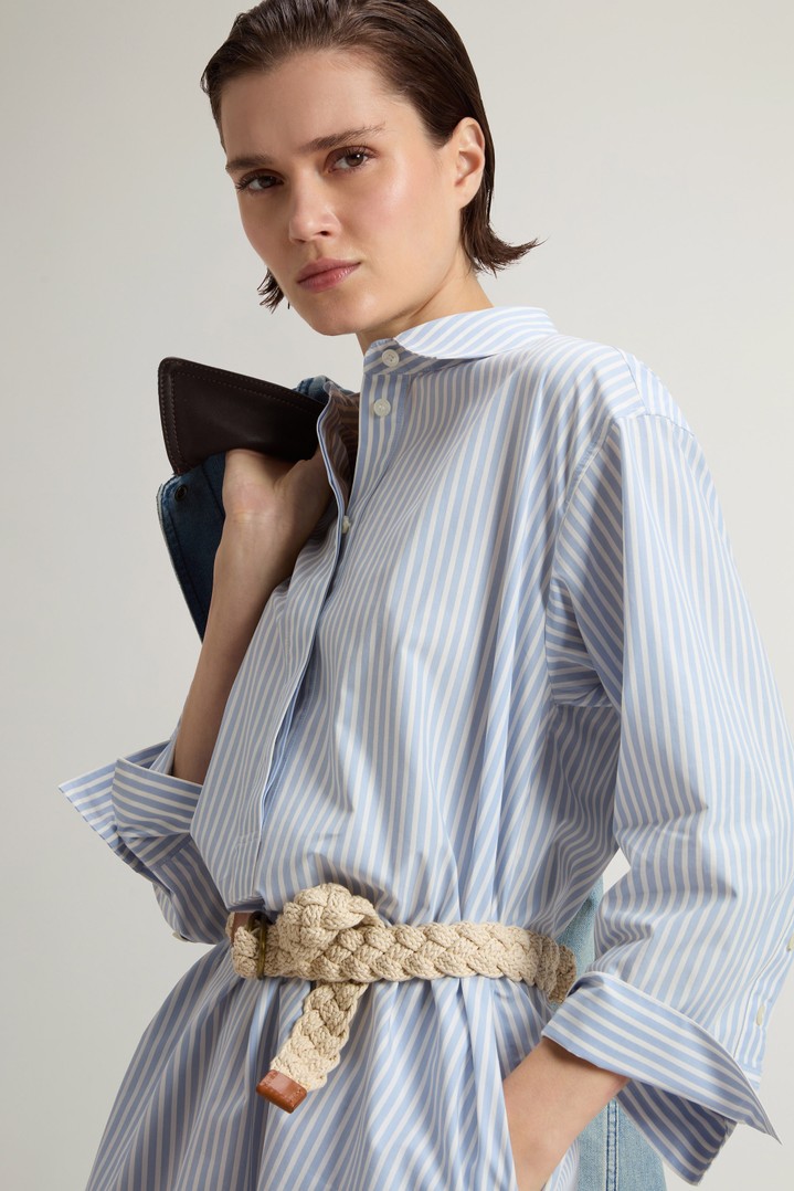 STRIPED POPLIN SERAFINO DRESS Blue photo 4 | Woolrich