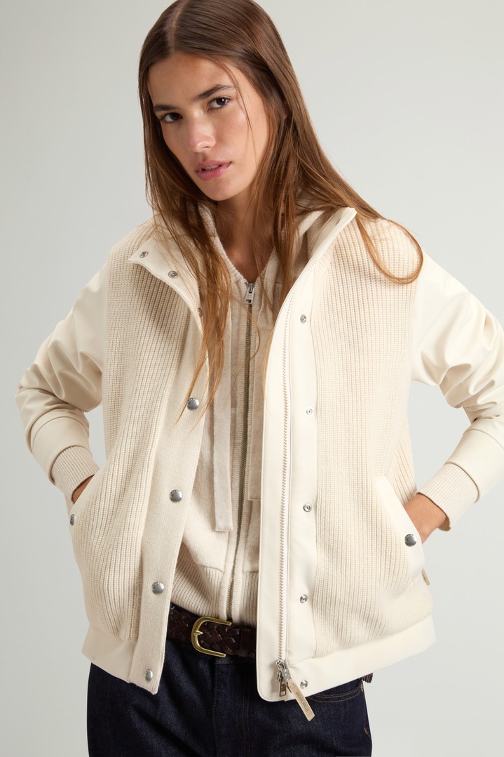 Firth Hybrid Bomber Jacket in Tech Softshell and Pure Wool White photo 4 | Woolrich