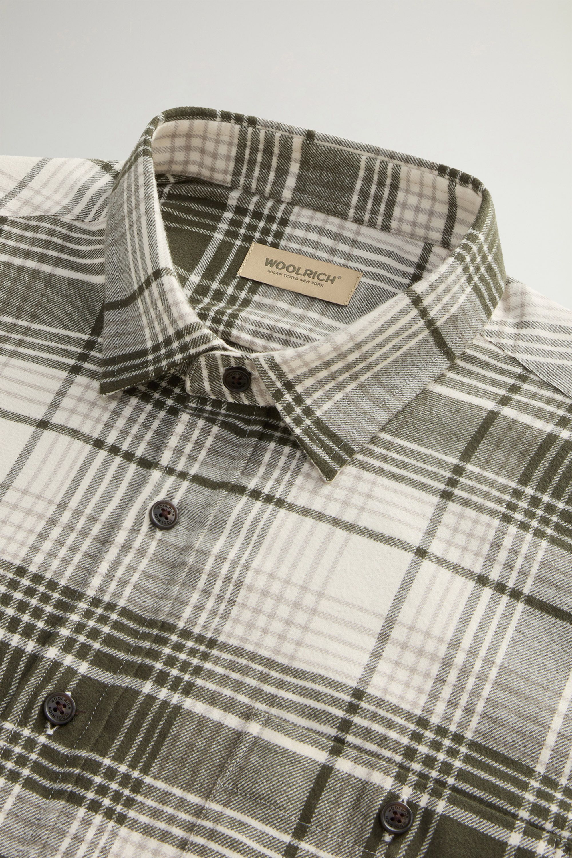 Pure Cotton Flannel Checked Shirt Green photo 6 | Woolrich