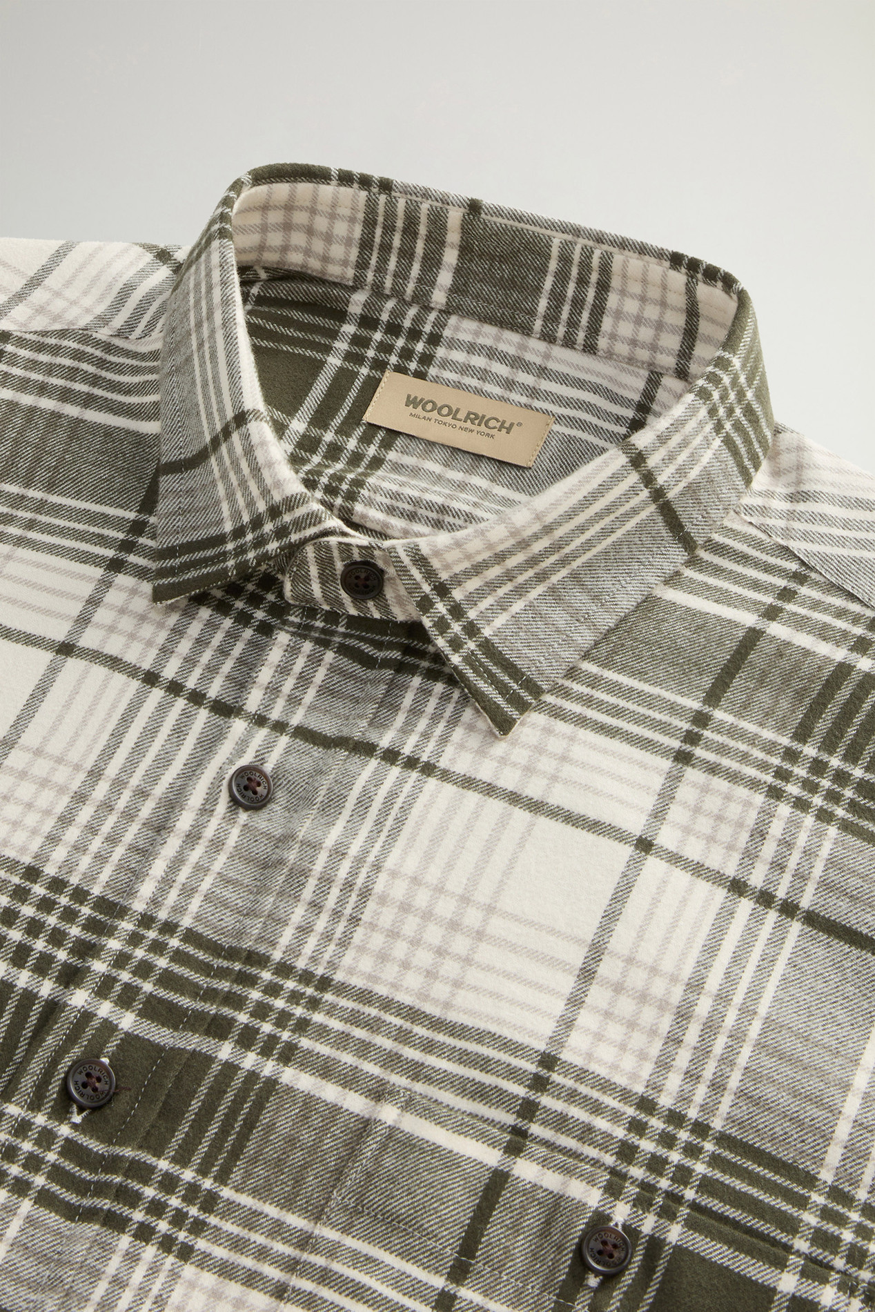 Pure Cotton Flannel Checked Shirt Green photo 6 | Woolrich