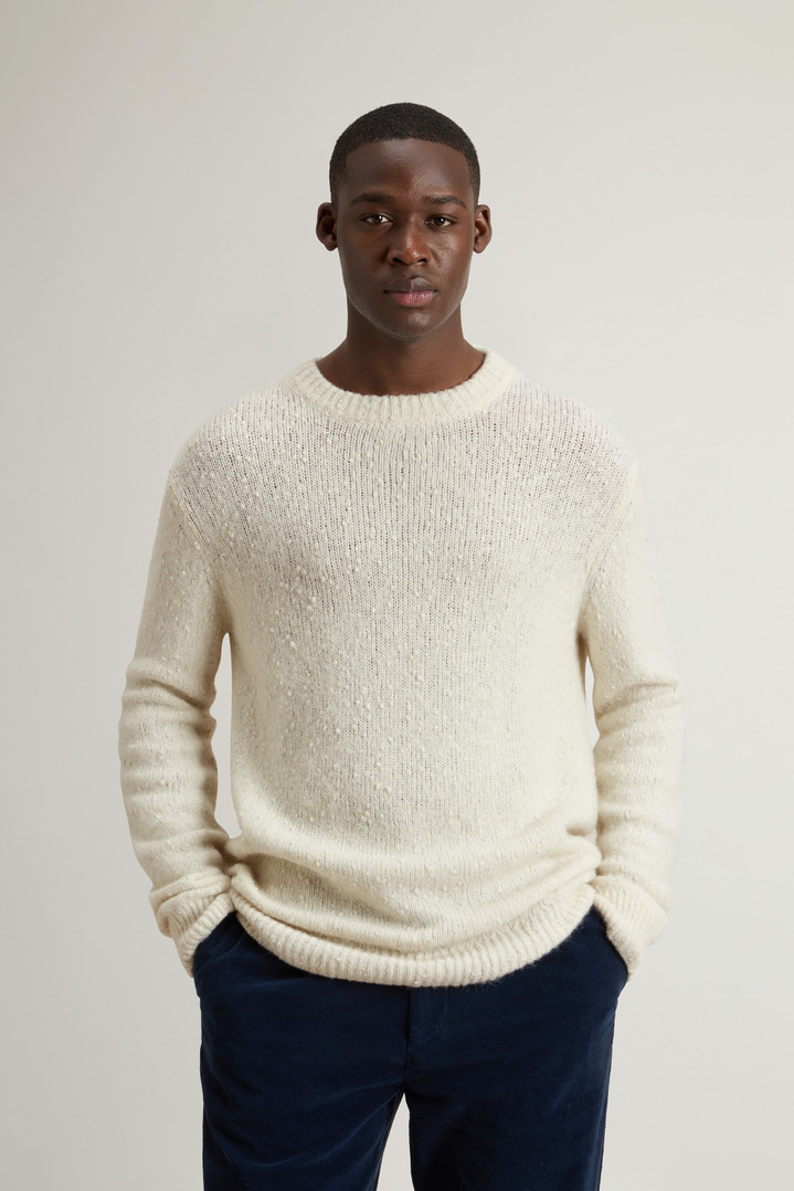 Cotton-, Alpaca and Wool-Blend Crewneck Sweater White photo 1 | Woolrich