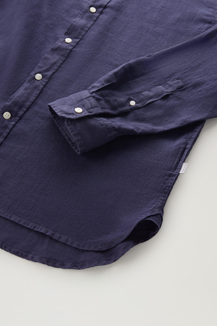 Garment-Dyed Pure Linen Shirt Blue photo 3 | Woolrich