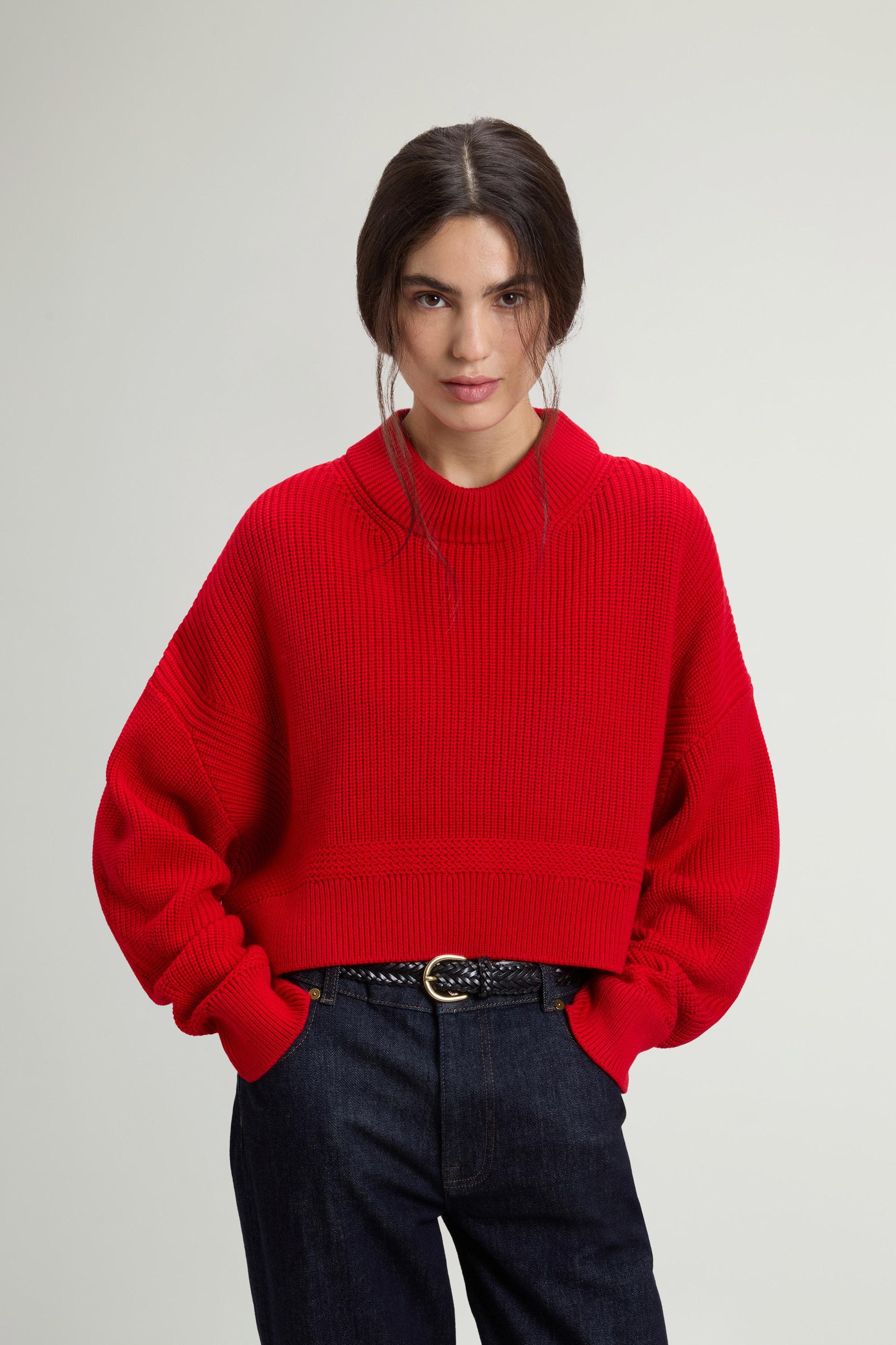 Ribbed Crewneck Sweater in Pure Merino Virgin Wool Red photo 1 | Woolrich