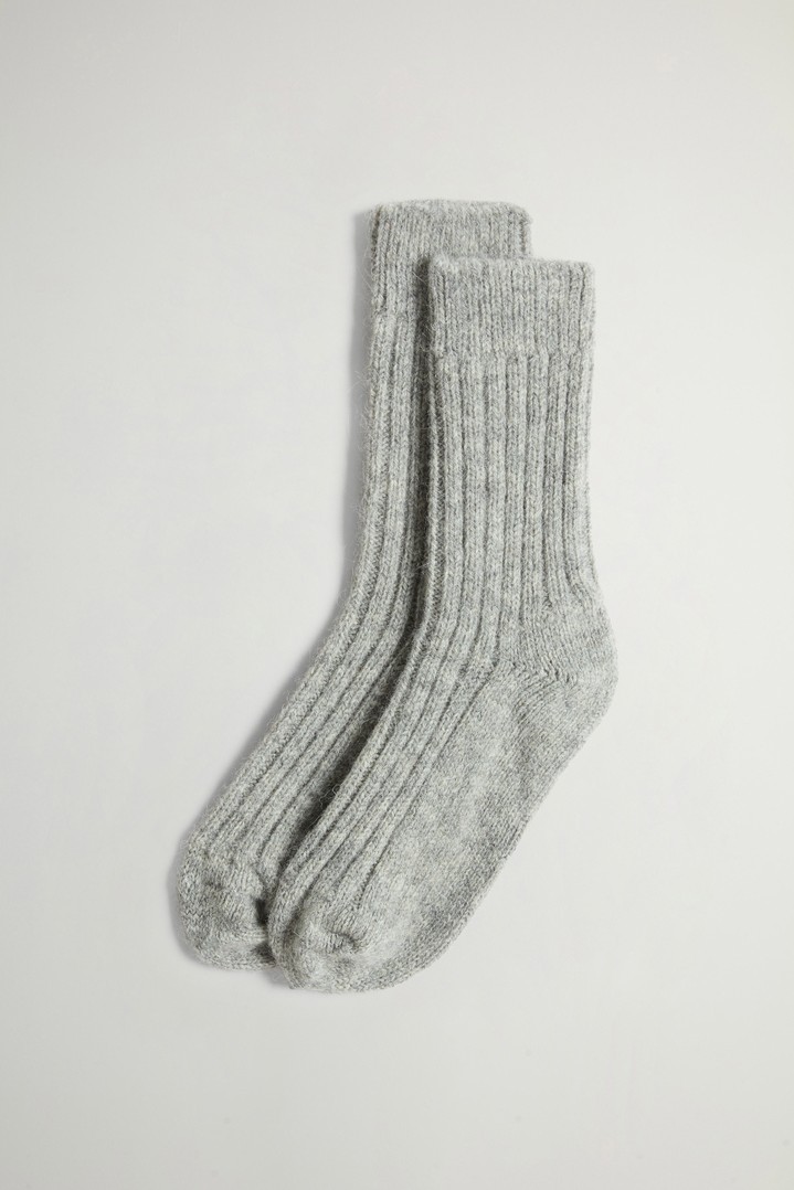 Chaussettes côtelées en laine et alpaga Gris photo 1 | Woolrich