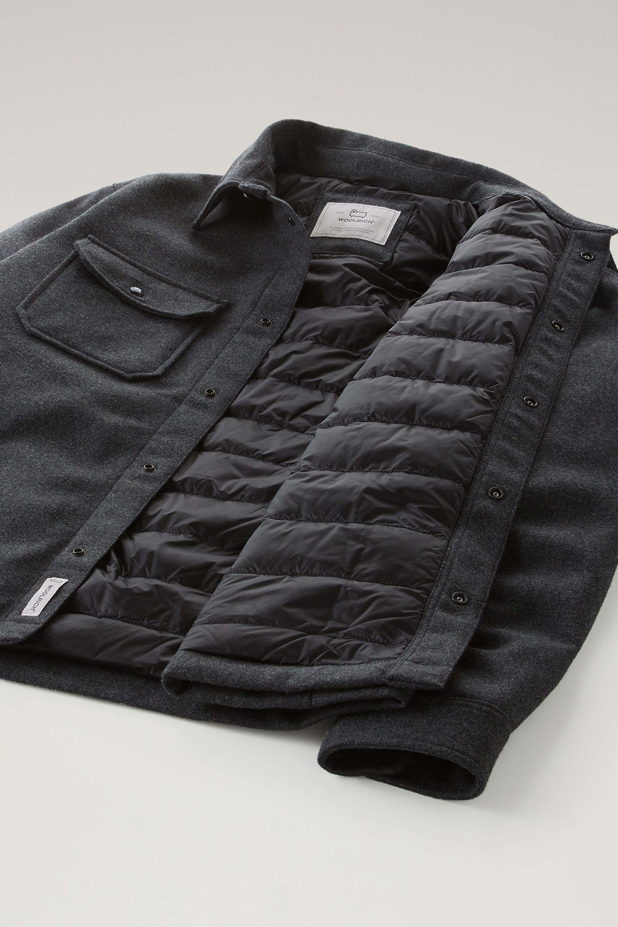 Alaskan Padded Overshirt in Recycled Italian Wool Blend Gray photo 6 | Woolrich