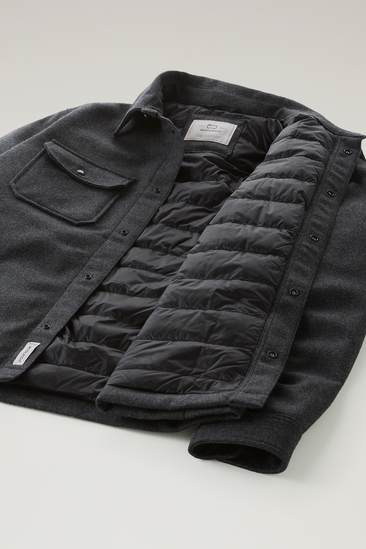 Alaskan Padded Overshirt in Recycled Italian Wool Blend Gray photo 6 | Woolrich