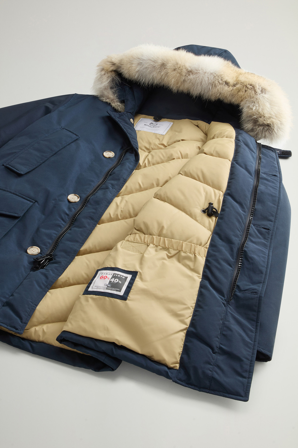 Arctic Parka in Ramar Cloth with Detachable Fur Trim Blue photo 8 | Woolrich