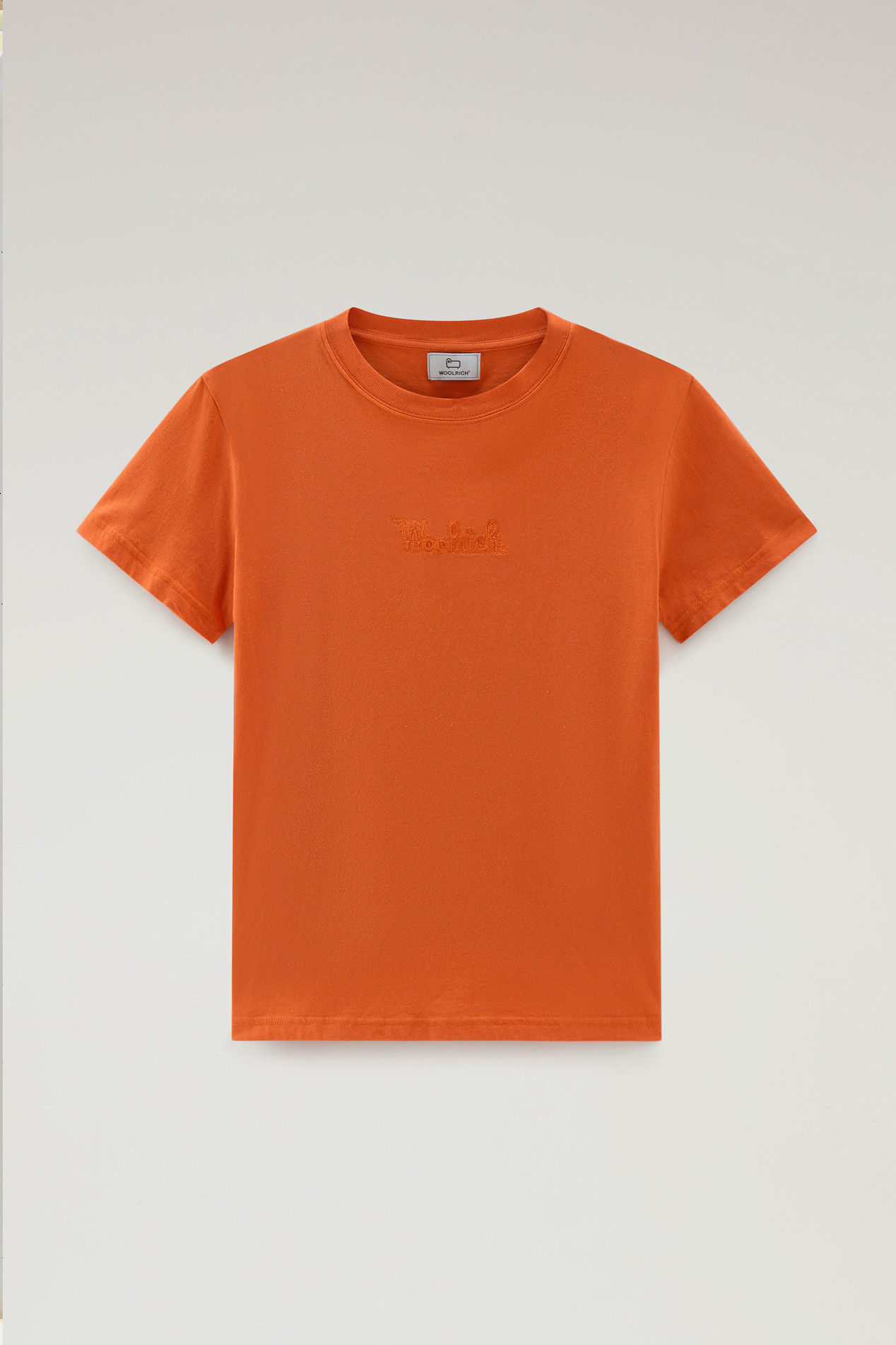 Pure Cotton T-Shirt with an Embroidered Logo Orange photo 1 | Woolrich
