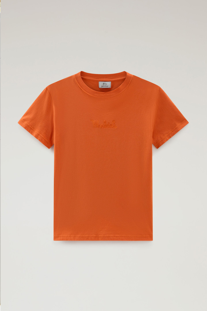 Pure Cotton T-Shirt with an Embroidered Logo Orange photo 1 | Woolrich