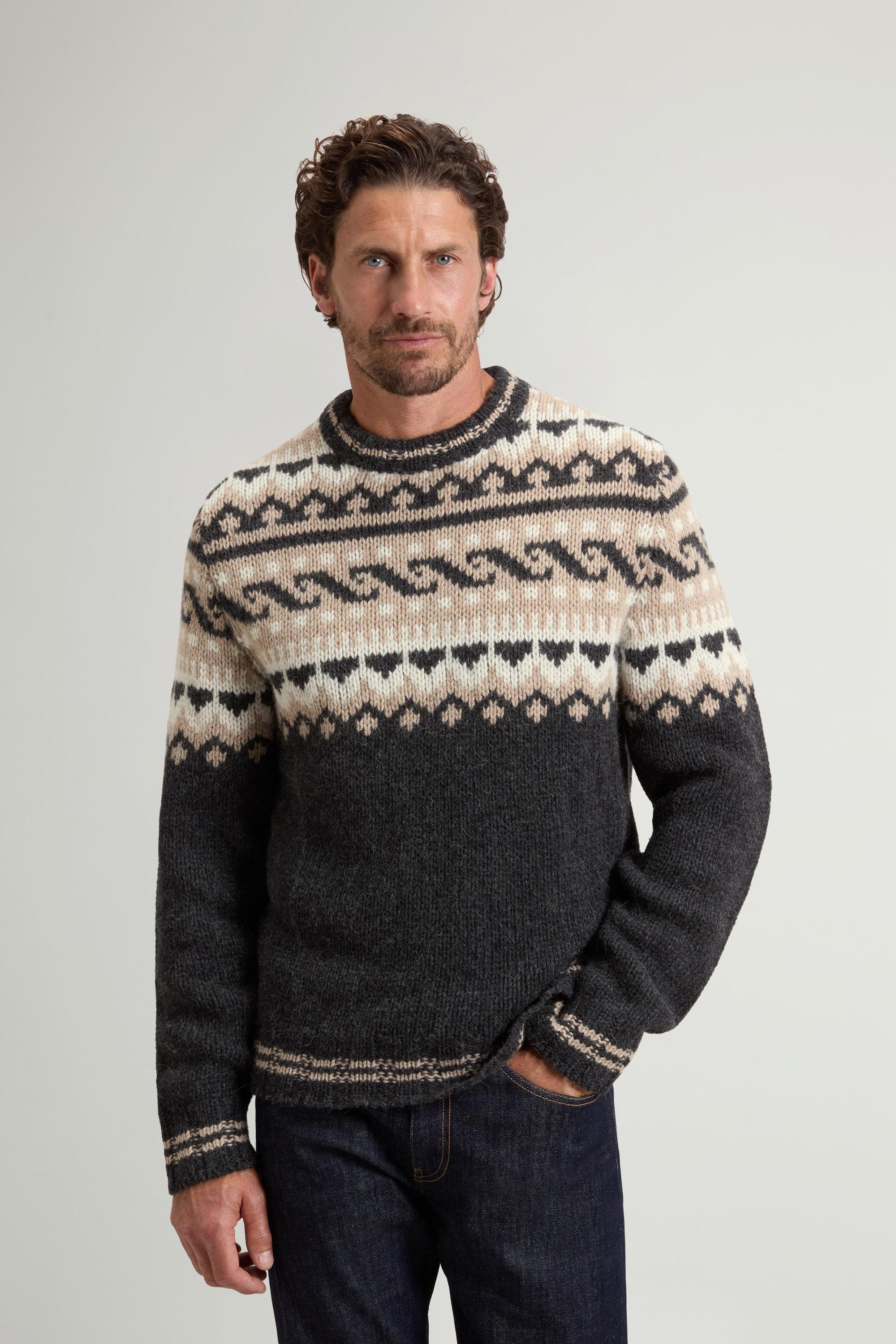 Fair Isle Crew-neck Sweater in Wool and Alpaca Gray photo 1 | Woolrich