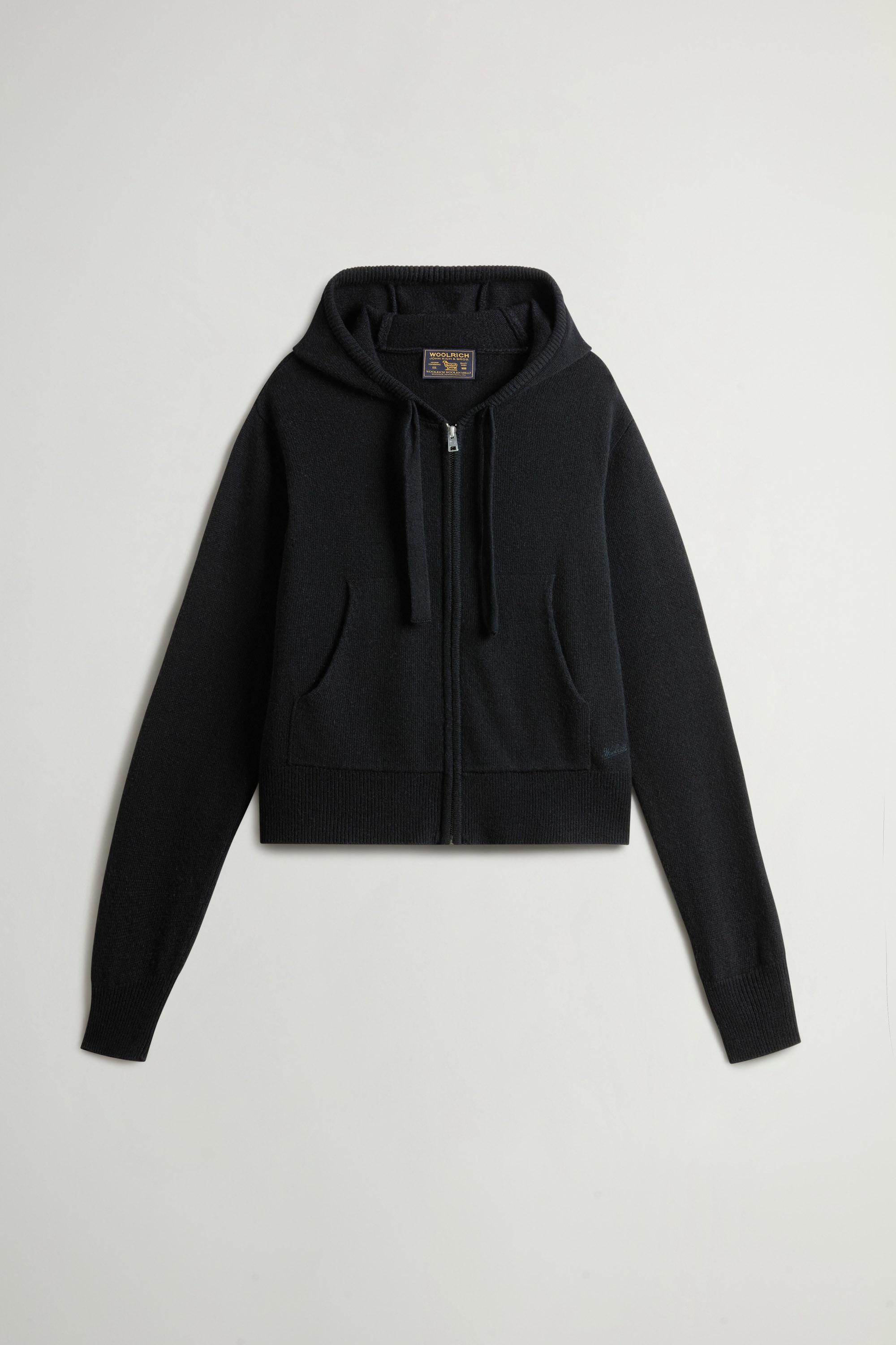 Hooded Full-Zipper Sweater in Wool and Cashmere Blend Black photo 5 | Woolrich