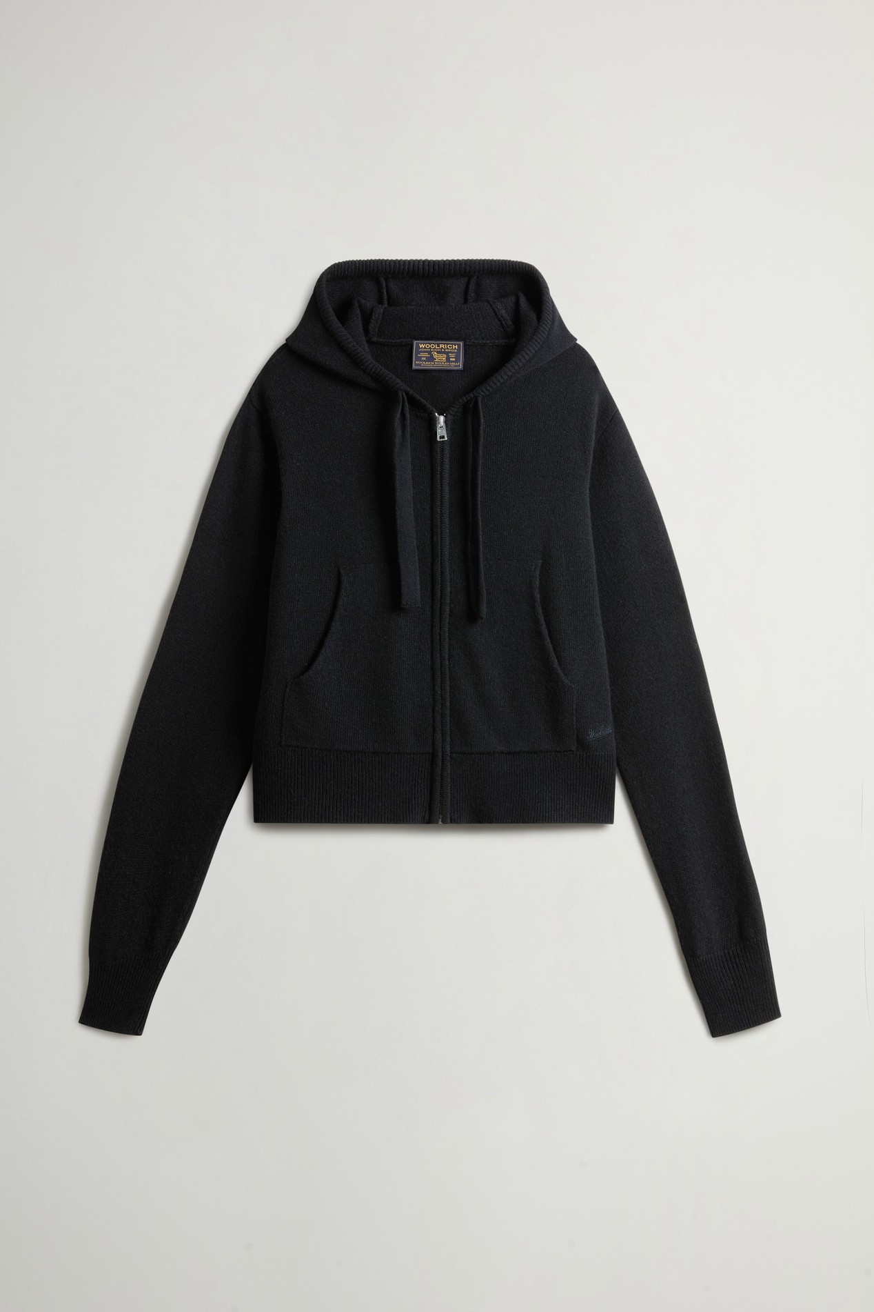 Hooded Full-Zipper Sweater in Wool and Cashmere Blend Black photo 5 | Woolrich