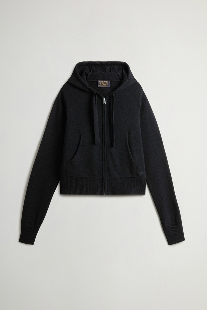 Hooded Full-Zipper Sweater in Wool and Cashmere Blend Black photo 5 | Woolrich