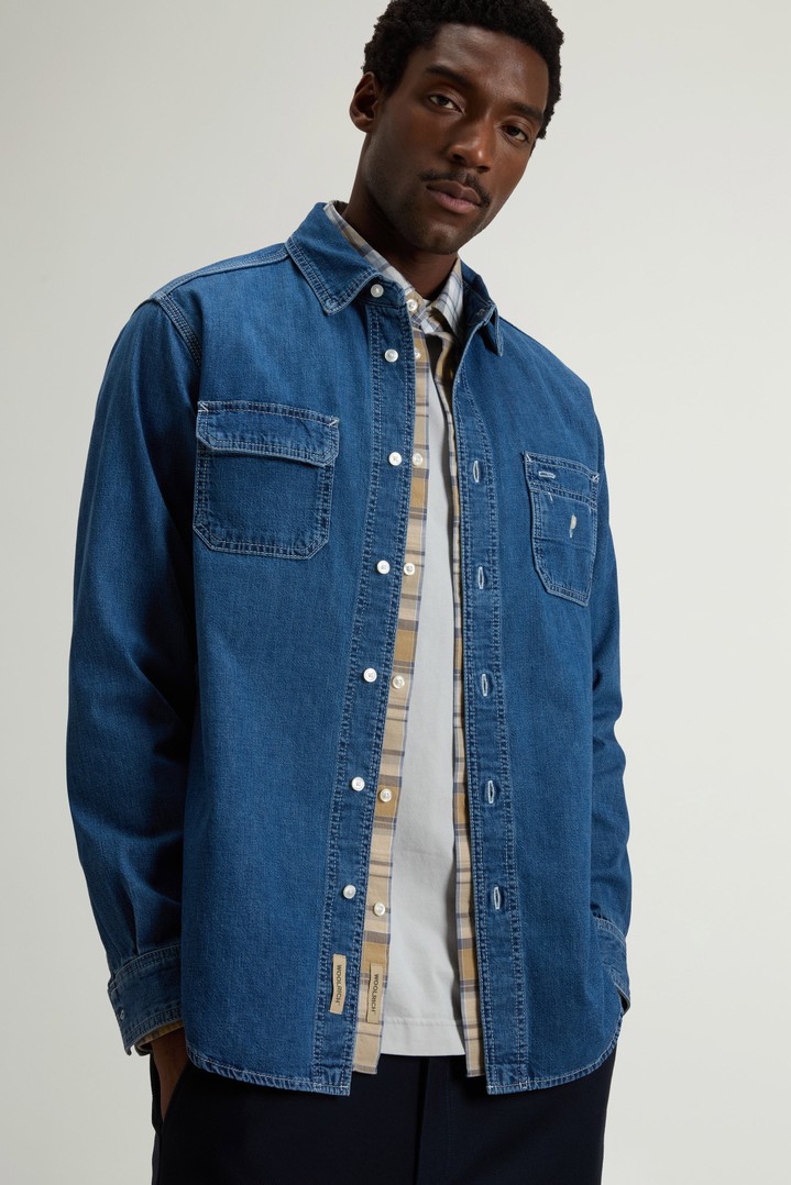 Shirt in Lightweight Pure Cotton Denim Blue photo 4 | Woolrich
