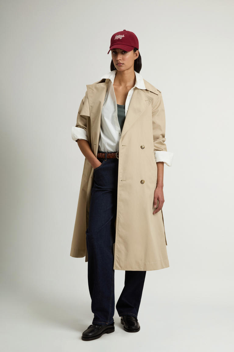 Zweireihige Trenchcoat aus reiner Baumwolle Beige photo 1 | Woolrich