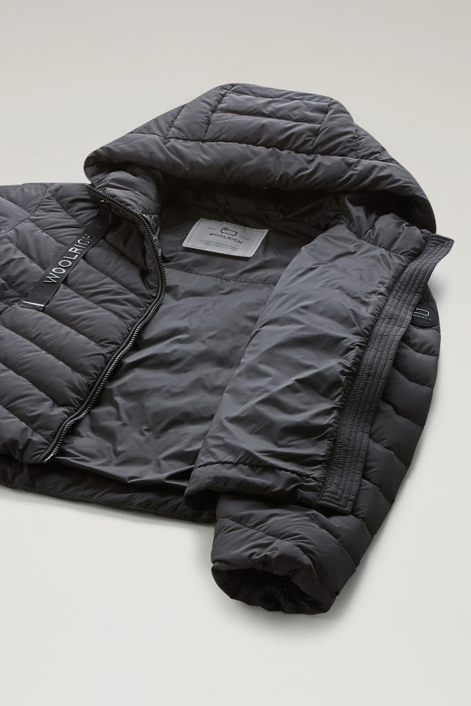 Microfibre Jacket with Chevron Quilting and Hood Black photo 6 | Woolrich