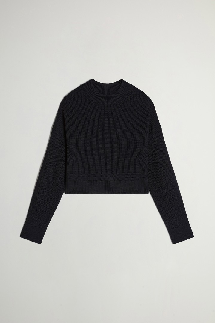 Ribbed Crewneck Sweater in Pure Merino Virgin Wool Black photo 1 | Woolrich