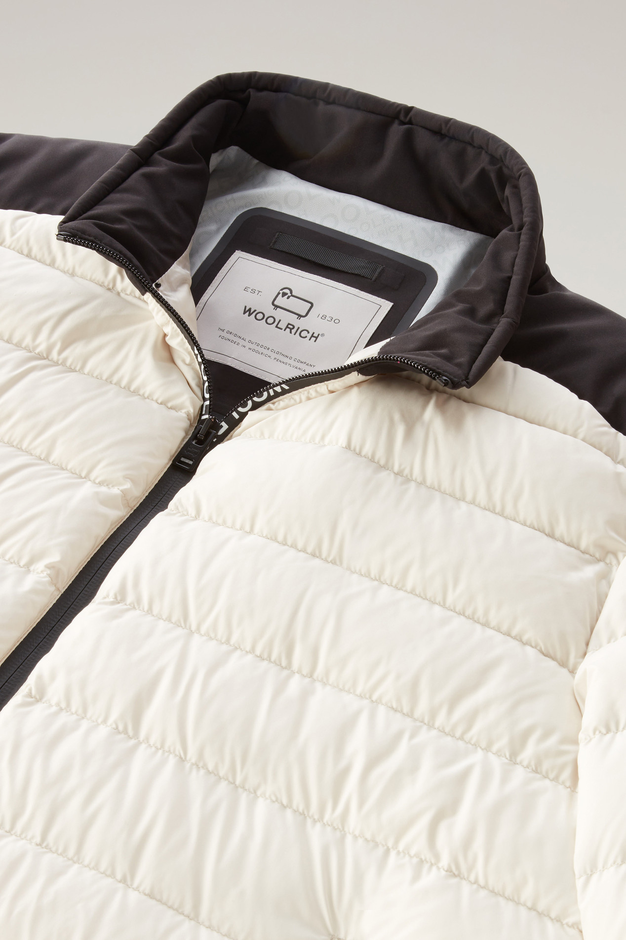 Bering Tech Lightweight Hybrid Down Jacket in Microfibre White photo 2 | Woolrich