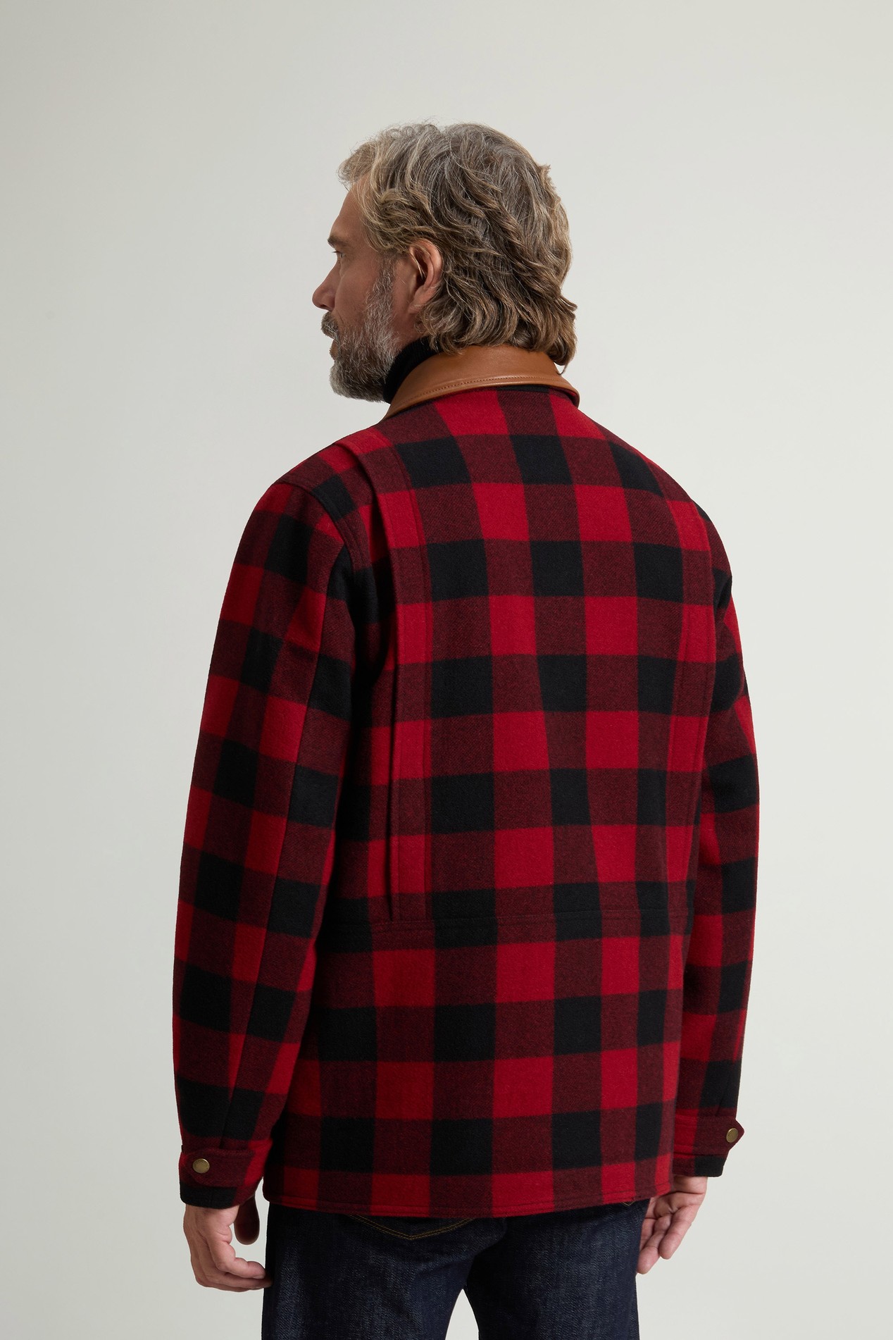 Manteau Barn à carreaux en laine italienne mélangée Rouge photo 3 | Woolrich