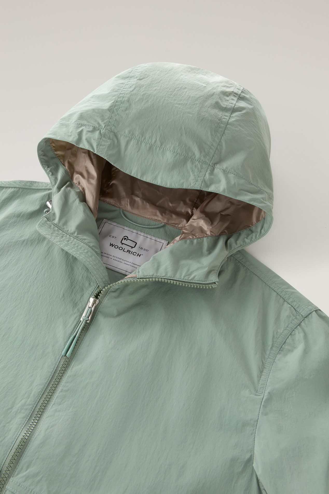 Hooded Crinkle Nylon Windbreaker Green photo 2 | Woolrich