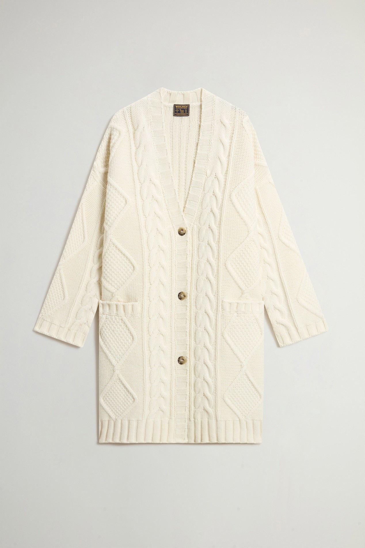 3GG ARAN LONG CARDIGAN White photo 5 | Woolrich