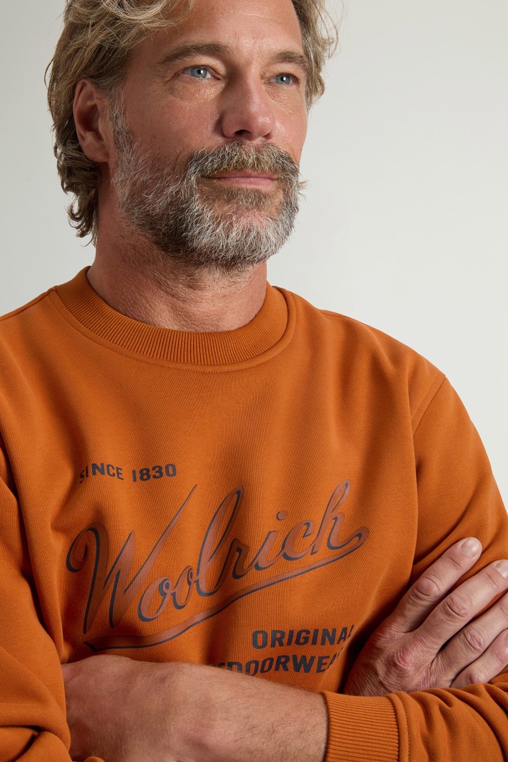 Crewneck Sweatshirt in Cotton Blend with Print Brown photo 4 | Woolrich